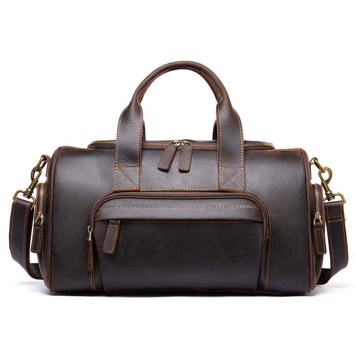 Leather Duffel Bag – Handmade Retro Design, Large Capacity