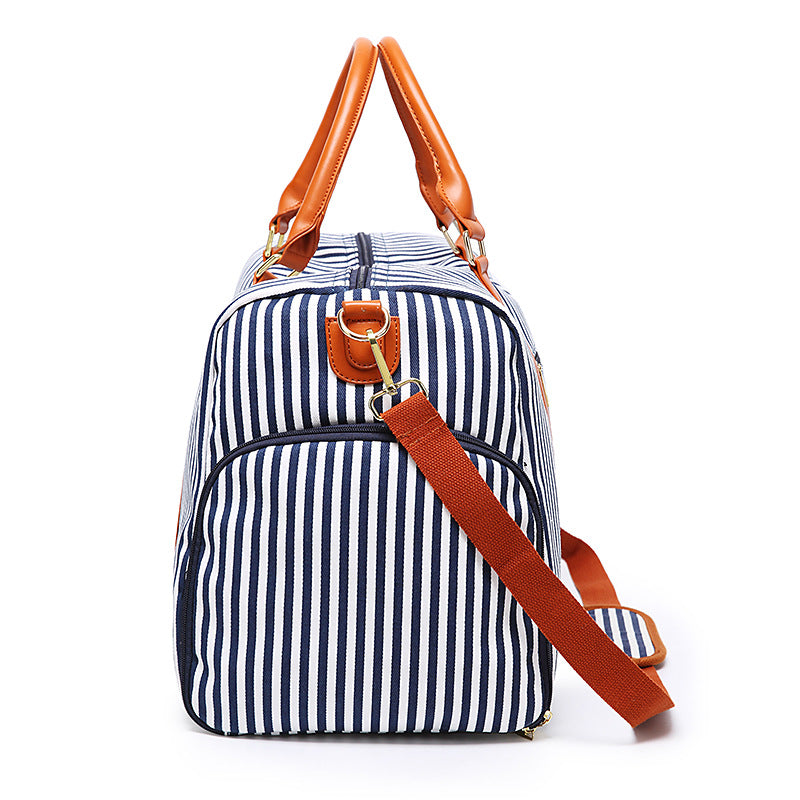 Canvas Duffel Bag – Stripe Contrast, Spacious Travel Carryall