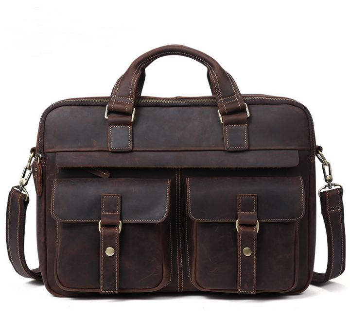 Men's Laptop Bag – Cowhide Leather Briefcase for 15 Inch Laptop