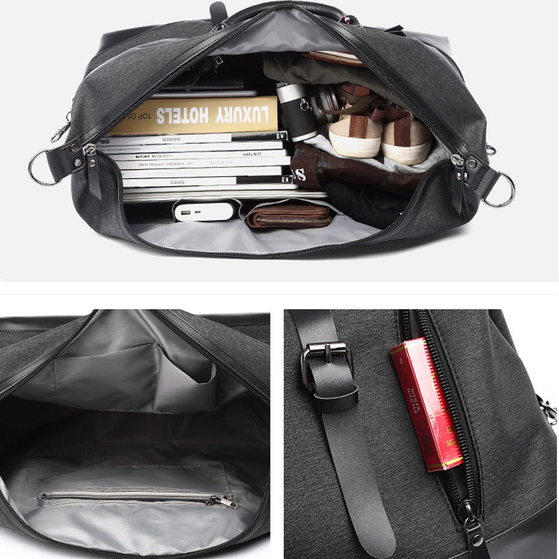 Men's High Capacity Travel Bag – Water Resistant Structured Nylon
