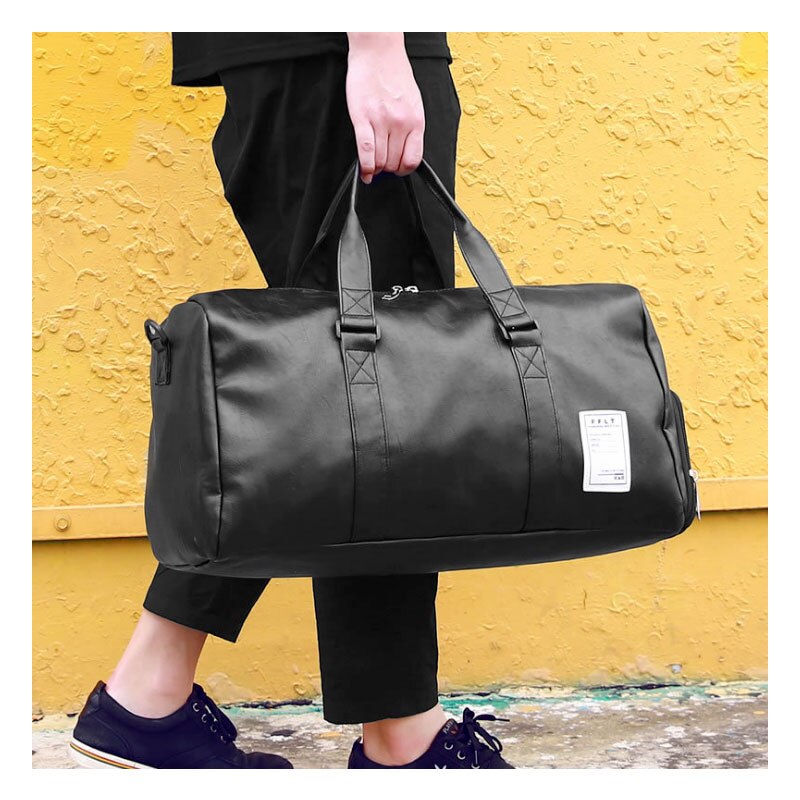 Men's Gym Bag Duffel – Lightweight Vegan Leather with Secure Zip