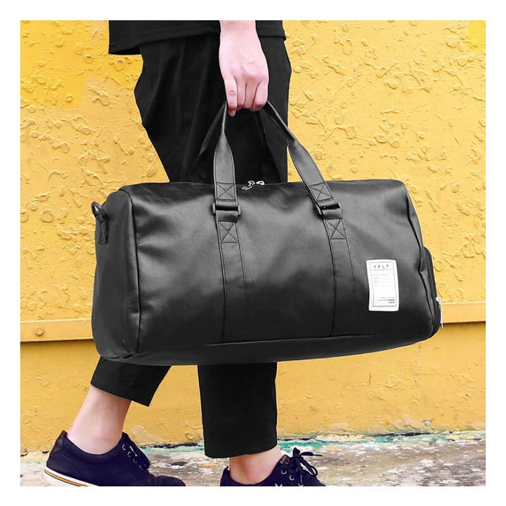 Men's Gym Bag Duffel – Lightweight Vegan Leather with Secure Zip