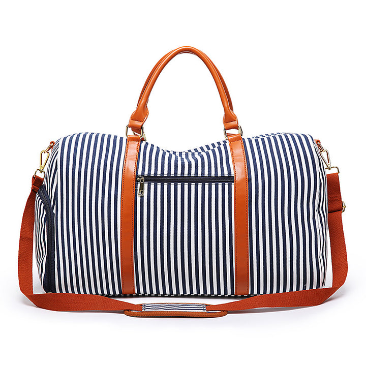 Canvas Duffel Bag – Stripe Contrast, Spacious Travel Carryall