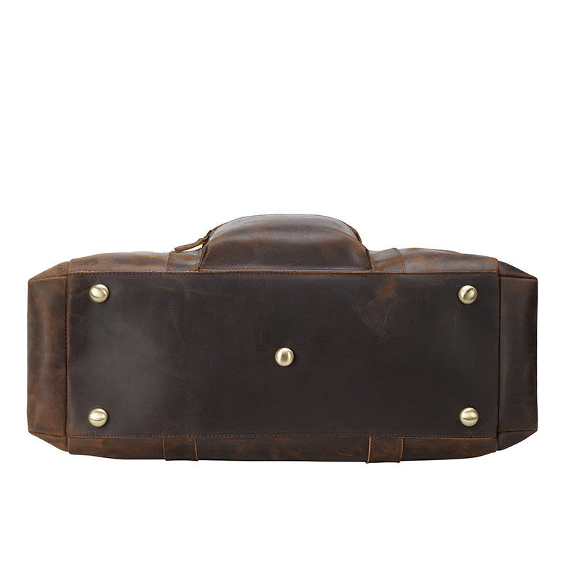Men's Cowhide Leather Duffel Bag – Large Capacity with Hard Handle