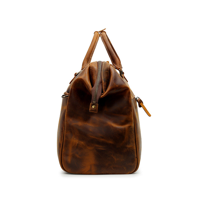Men's Genuine Leather Travel Handbag – Large Capacity Top Handle