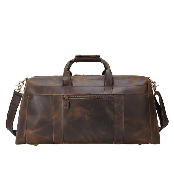 Men's Cowhide Leather Duffel Bag – Large Capacity with Hard Handle