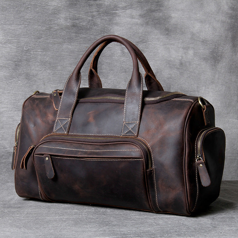 Men's Leather Travel Duffel Bag – Spacious Multi-Pocket Organization