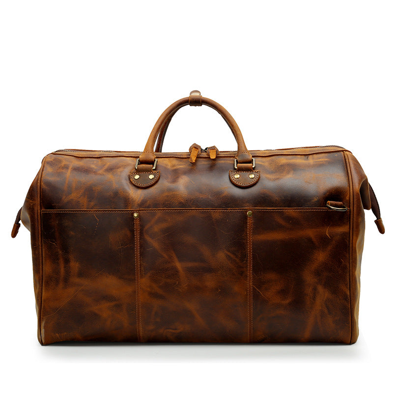 Men's Genuine Leather Travel Handbag – Large Capacity Top Handle
