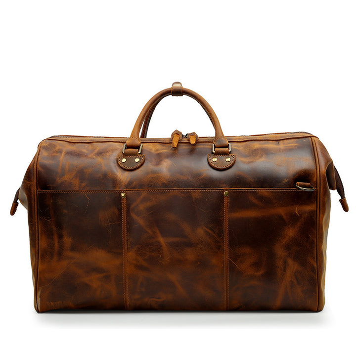 Men's Genuine Leather Travel Handbag – Large Capacity Top Handle