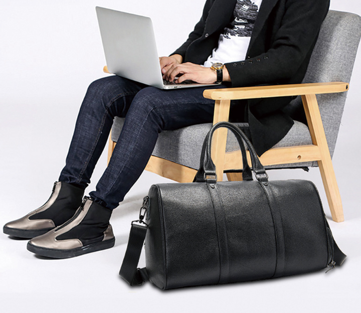 Men's Leather Travel Bag – Large with Shoe Compartment