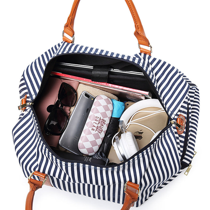 Canvas Duffel Bag – Stripe Contrast, Spacious Travel Carryall