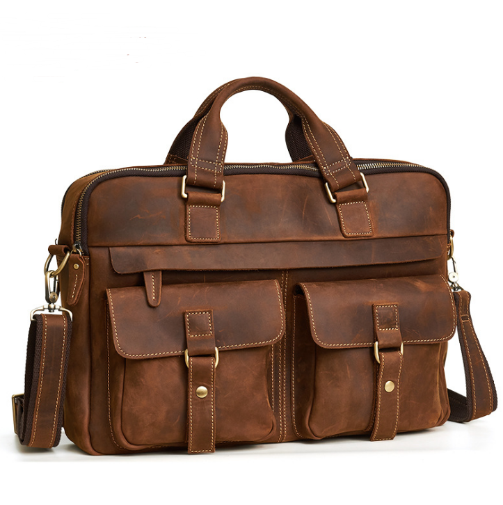 Men's Laptop Bag – Cowhide Leather Briefcase for 15 Inch Laptop