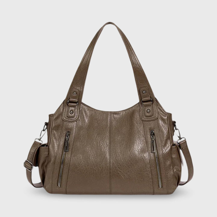 Valentina Slouchy Shoulder Tote in Taupe
