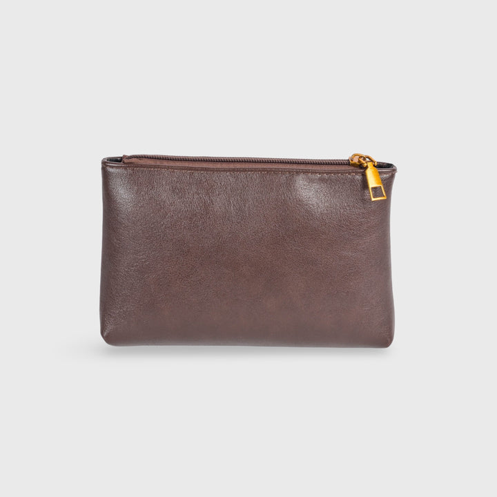 Ciara Vintage Zip Pouch in Brown