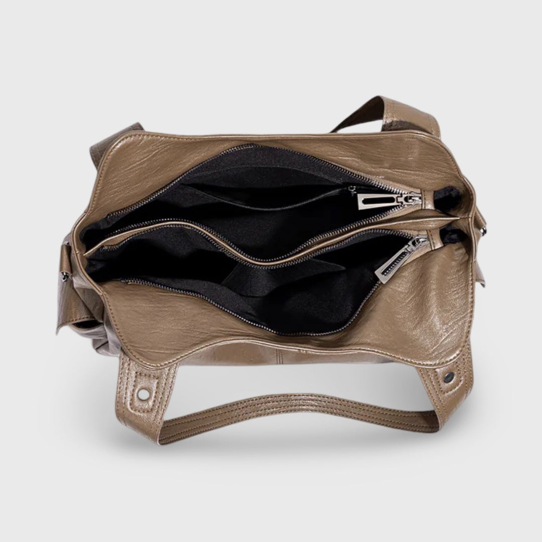 Valentina Slouchy Shoulder Tote in Taupe