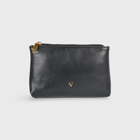 Ciara Vintage Zip Pouch in Black