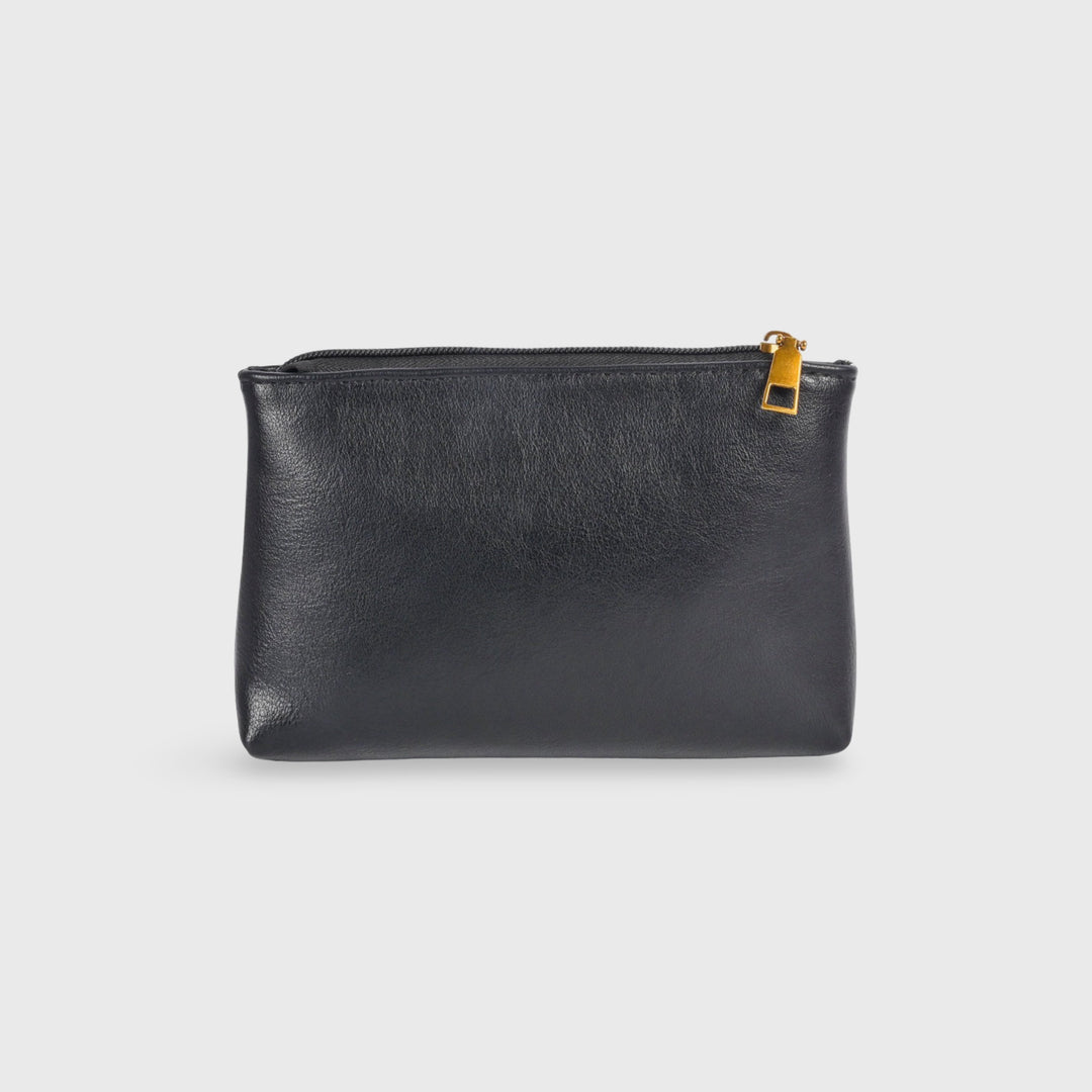 Ciara Vintage Zip Pouch in Black