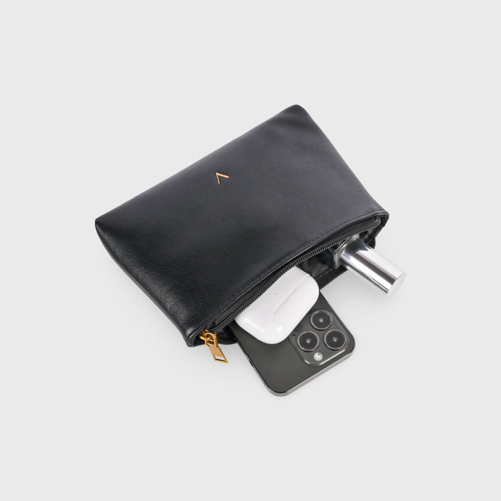 Ciara Vintage Zip Pouch in Black