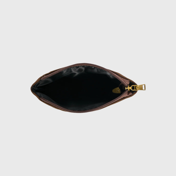 Ciara Faux Suede Zip Pouch Clutch in Brown