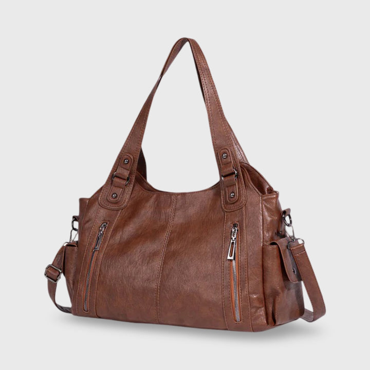 Valentina Slouchy Shoulder Tote in Brown