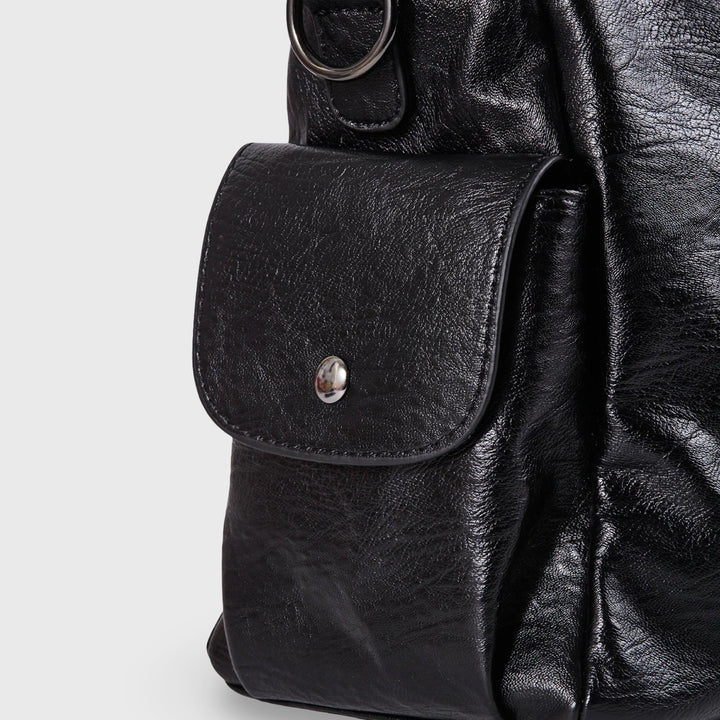 Valentina Slouchy Shoulder Tote in Black