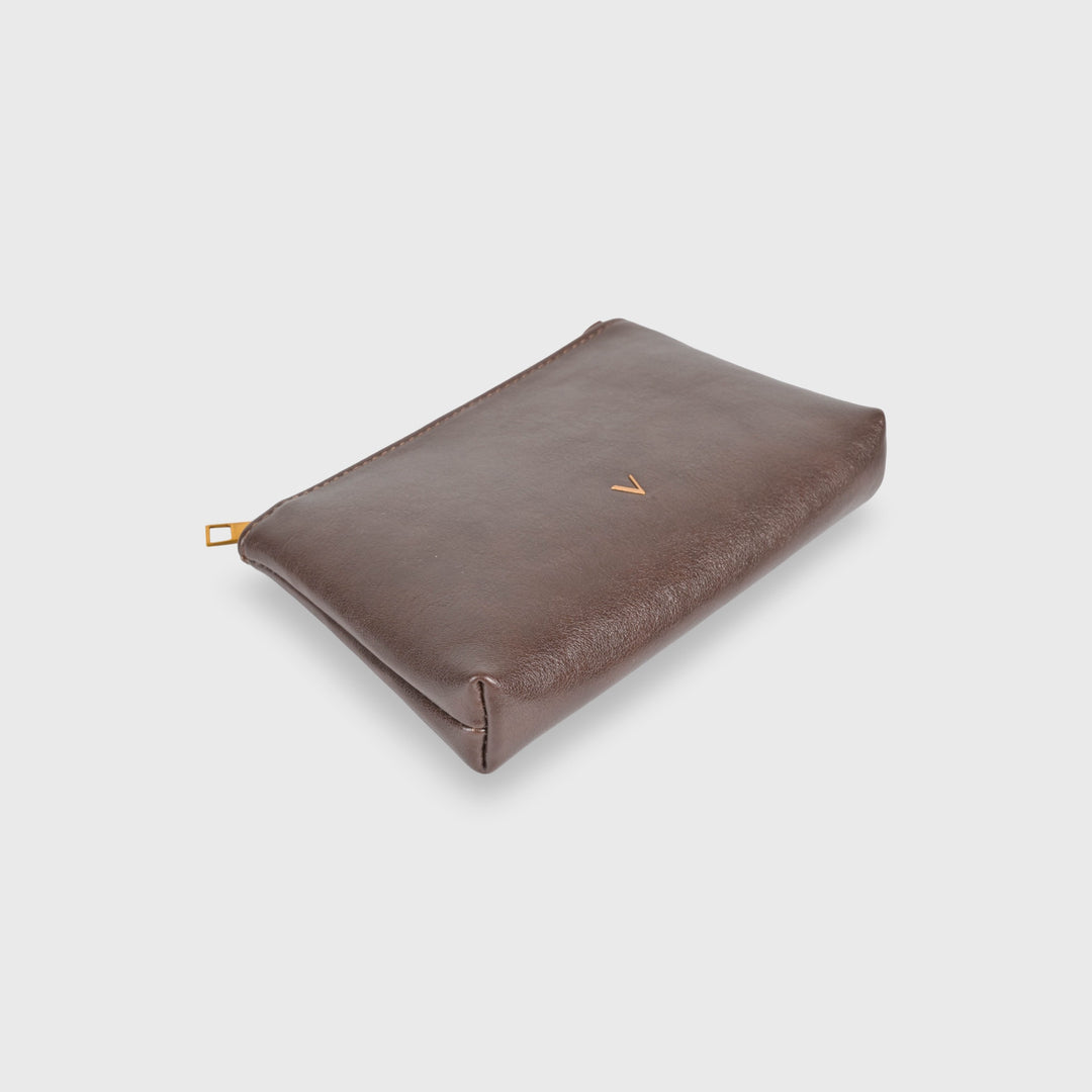 Ciara Vintage Zip Pouch in Brown
