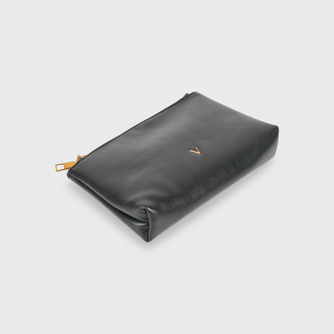 Ciara Vintage Zip Pouch in Black