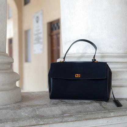 Ciara Premium Top Handle Satchel in Navy