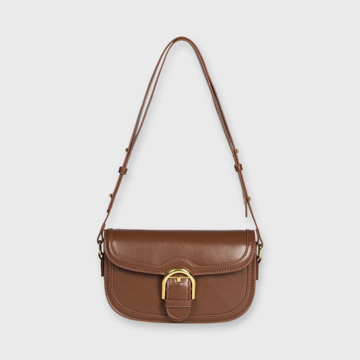 Bella Vegan Leather Saddle Bag in Brown