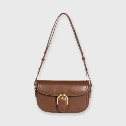 Bella Vegan Leather Saddle Bag in Brown