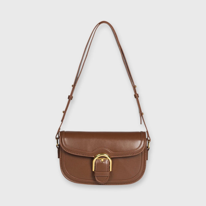 Bella Vegan Leather Saddle Bag in Brown