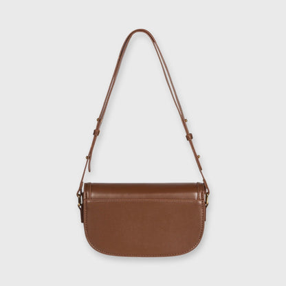 Bella Vegan Leather Saddle Bag in Brown