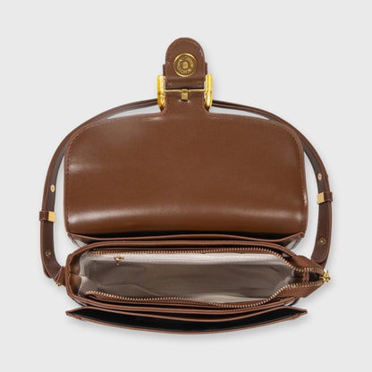Bella Vegan Leather Saddle Bag in Brown
