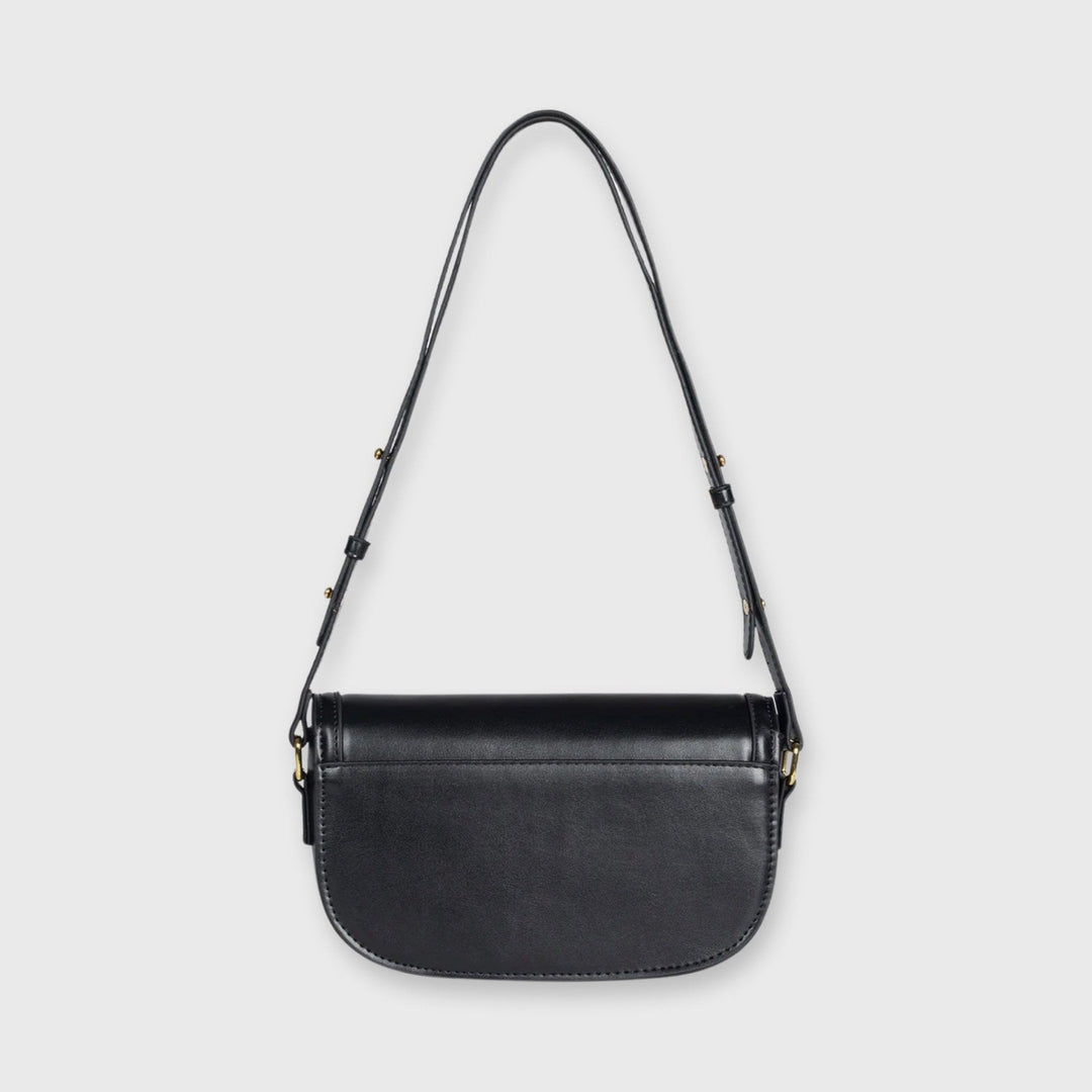 Bella Vegan Leather Saddle Bag in Black