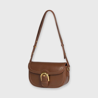 Bella Vegan Leather Saddle Bag in Brown