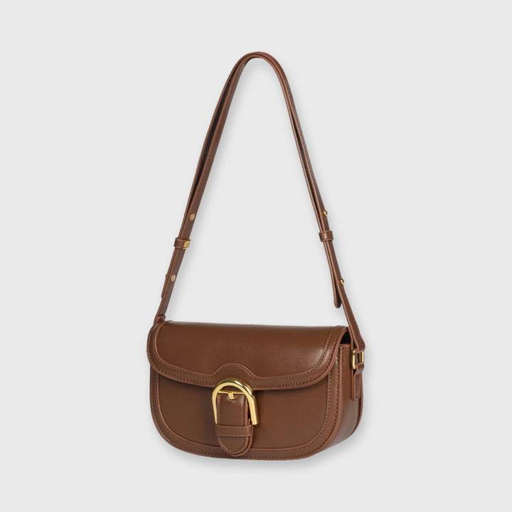 Bella Vegan Leather Saddle Bag in Brown