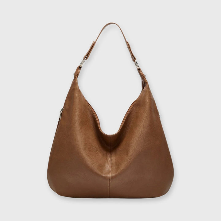 Cassie Vegan Leather Hobo Bag in Tan