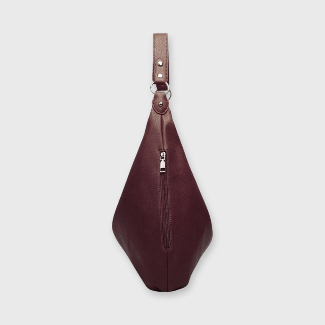 Cassie Vegan Leather Hobo Bag in Burgundy