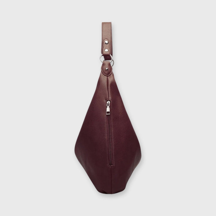 Cassie Vegan Leather Hobo Bag in Burgundy