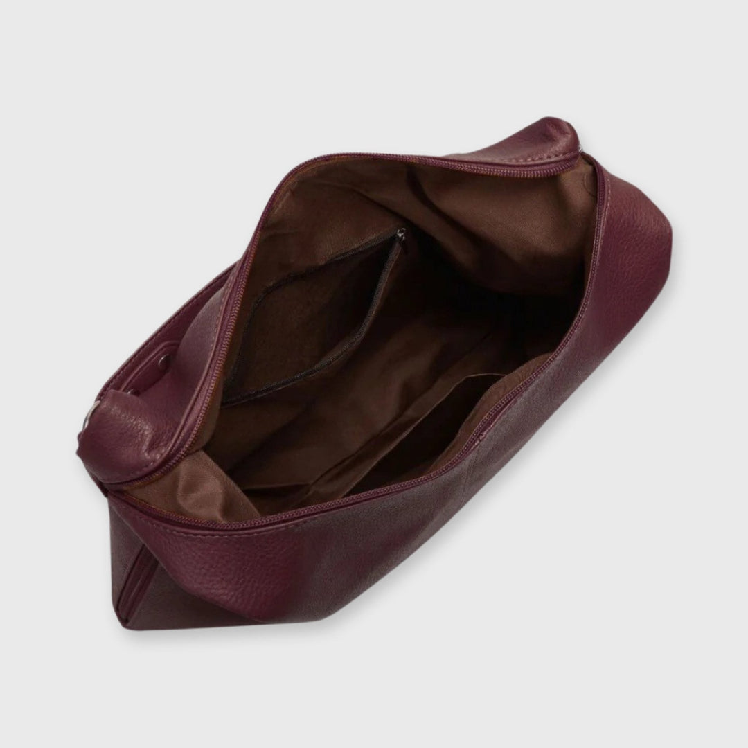 Cassie Vegan Leather Hobo Bag in Burgundy