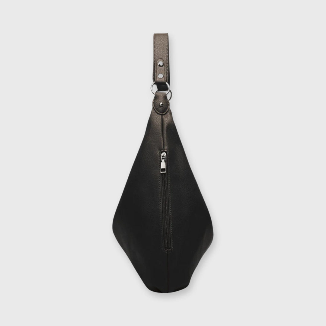 Cassie Vegan Leather Hobo Bag in Black