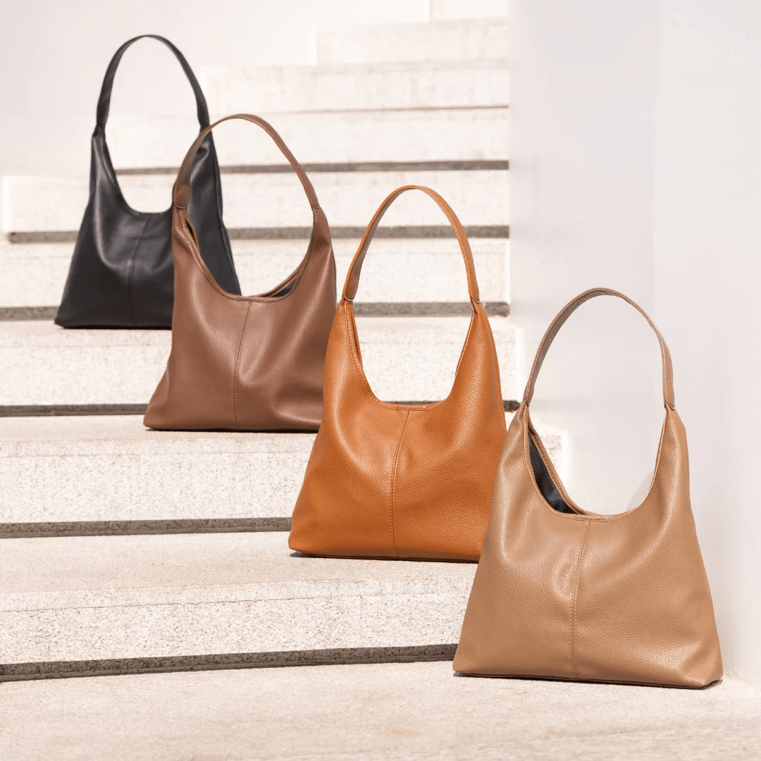 Jolie Vegan Leather Hobo Bag in Black
