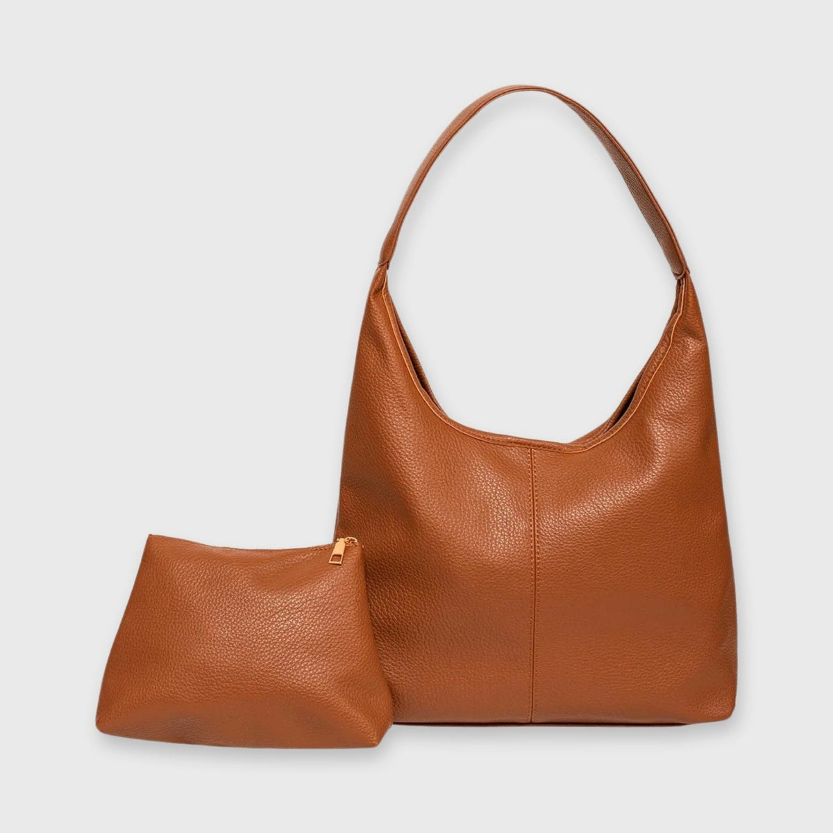 Jolie Vegan Leather Hobo Bag in Cognac
