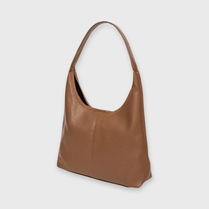 Jolie Vegan Leather Hobo Bag in Tan