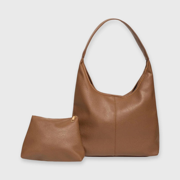 Jolie Vegan Leather Hobo Bag in Tan