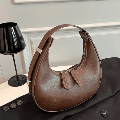 Moon Vegan Leather Crossbody Bag in Brown