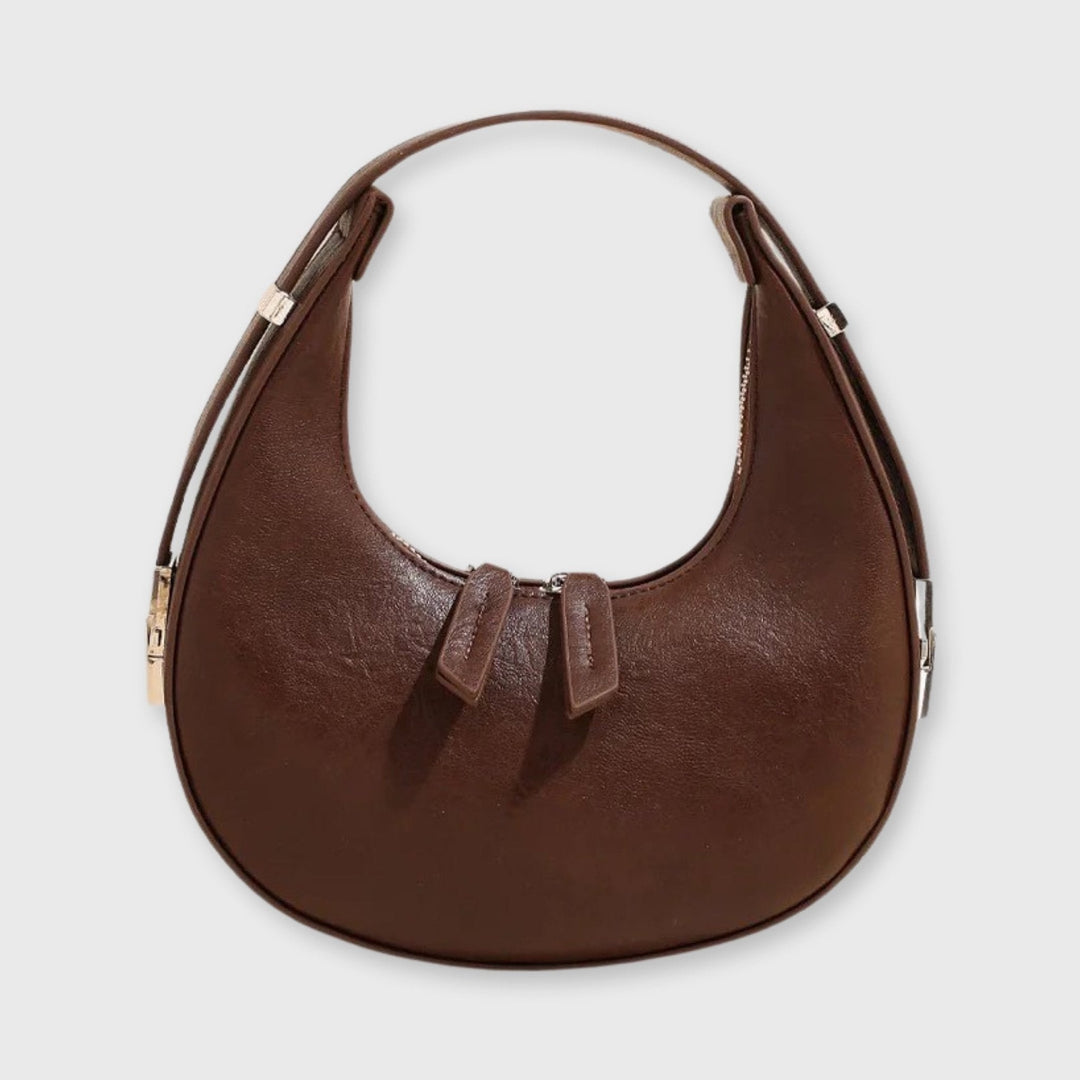 Moon Vegan Leather Crossbody Bag in Brown