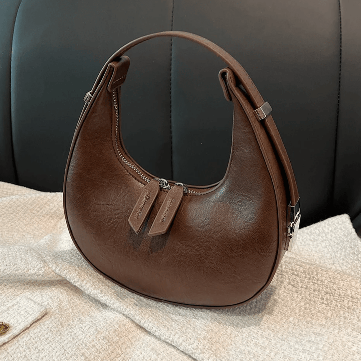 Moon Vegan Leather Crossbody Bag in Brown