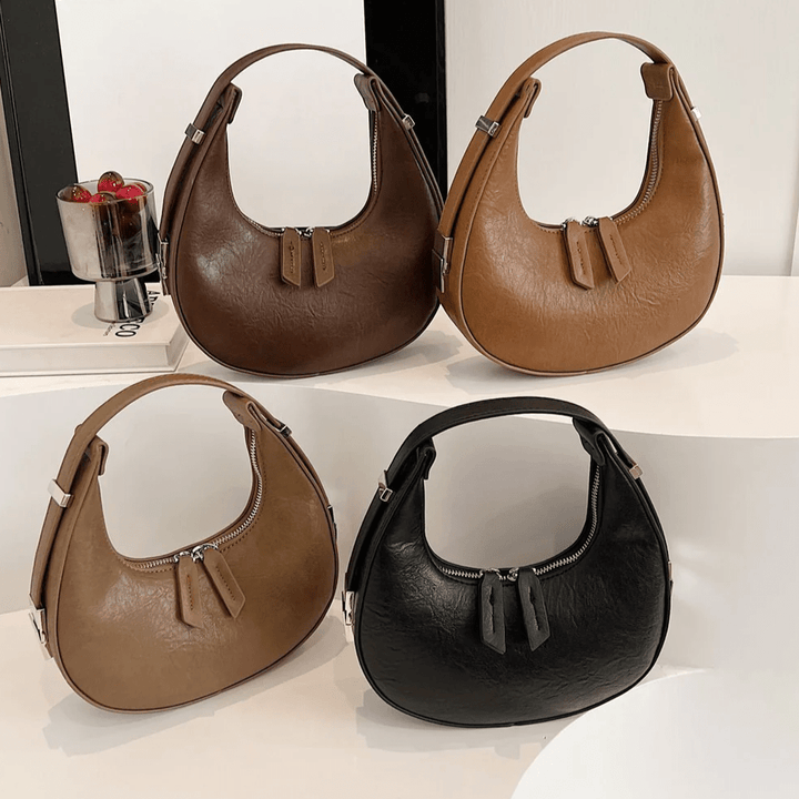 Moon Vegan Leather Crossbody Bag in Brown