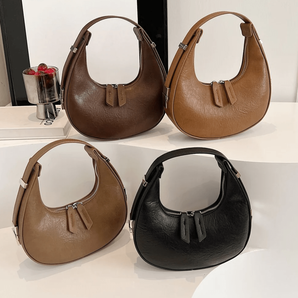Moon Vegan Leather Crossbody Bag in Black